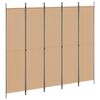 vidaXL Biombos de 5 Paneles Beige 250 x 220 cm Tela