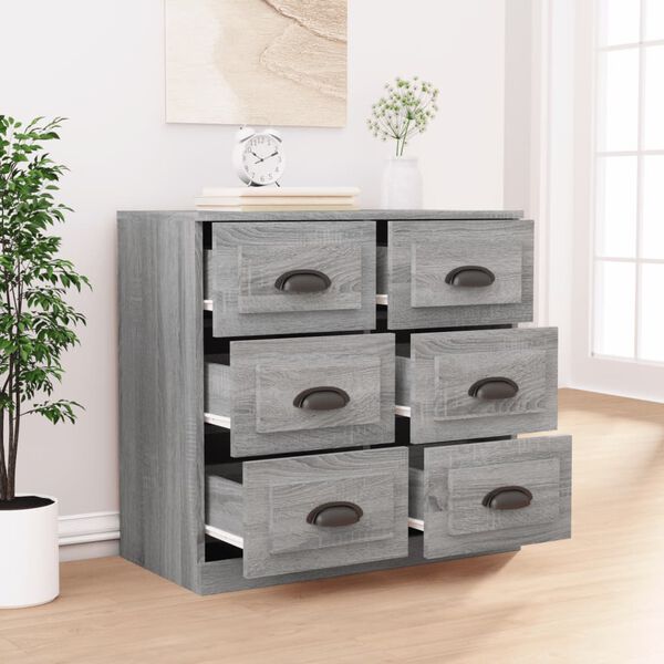 vidaXL Aparador de madera contrachapada gris Sonoma 70x35,5x67,5 cm