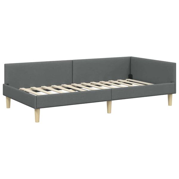 vidaXL Estructura de cama en esquina Gris oscuro 80 x 200 cm tela