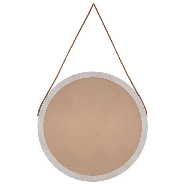 vidaXL Espejo de pared con correa blanco &Oslash;55 cm