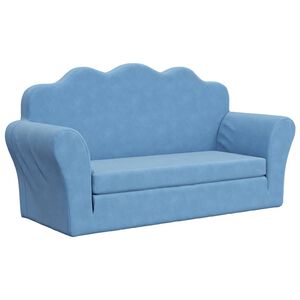 vidaXL Sof&aacute; cama de ni&ntilde;os 2 plazas felpa suave azul
