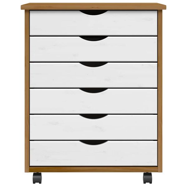 vidaXL Cajonera con ruedas MOSS madera maciza pino marr&oacute;n miel