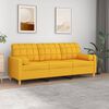 vidaXL Sof&aacute; 3 plazas con almohadas y cojines tela amarillo claro 180cm