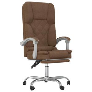 vidaXL Silla de oficina reclinable con masaje de tela marr&oacute;n