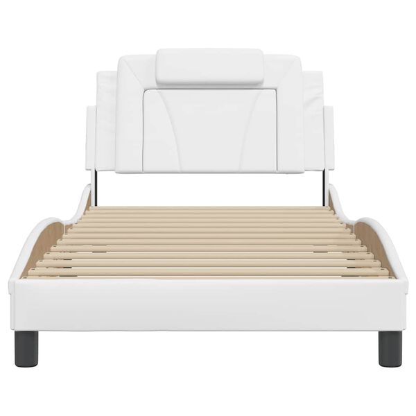 vidaXL Estructura de cama Viana sin colch&oacute;n cuero sint&eacute;tico blanco 100x200cm