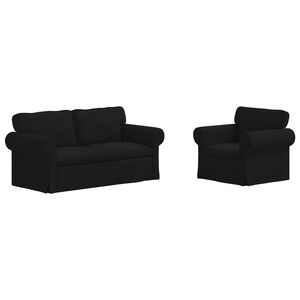 vidaXL Juego de Sof&aacute; 2 pcs Negro 175 x 82 x 80 cm tela