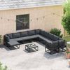 vidaXL Conjunto de sof&aacute; de jard&iacute;n 12 pcs Negro Metal