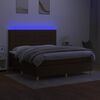vidaXL Cama box spring colch&oacute;n luces LED tela marr&oacute;n oscuro 180x200cm