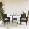 vidaXL Set de comedor jard&iacute;n 3 pzas con cojines rat&aacute;n PE acacia negro