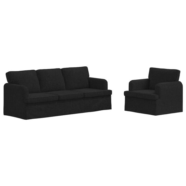vidaXL Sof&aacute; 2 pcs Negro 144 x 80 x 85 cm tela