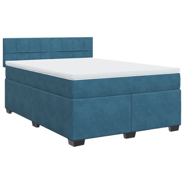 vidaXL Cama box spring con colch&oacute;n terciopelo azul 140x190 cm
