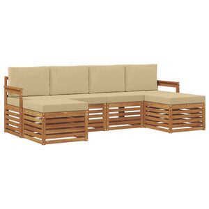 vidaXL Juegos de sof&aacute;s 6 pcs Natural y Beige Madera de Acacia S&oacute;lida