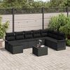 vidaXL Conjunto de sof&aacute; de jard&iacute;n 9 pcs Negro rat&aacute;n sint&eacute;tico