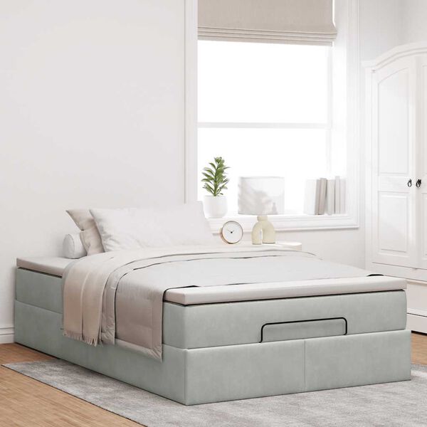 vidaXL Estructura cama otomana colch&oacute;n terciopelo gris claro 120x200cm