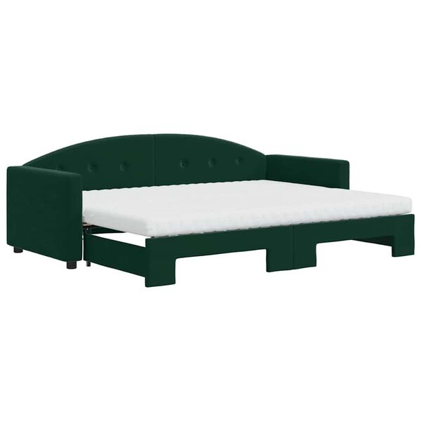 vidaXL Sof&aacute; cama nido con colch&oacute;n terciopelo verde oscuro 80x200 cm
