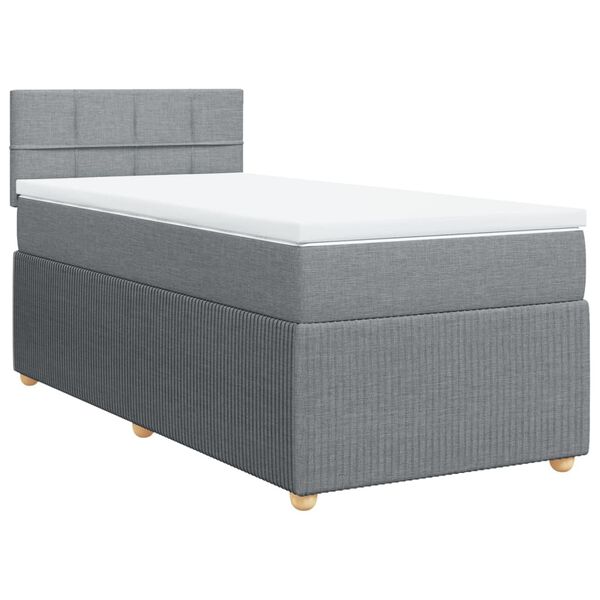 vidaXL Cama box spring con colch&oacute;n tela gris claro 80x200 cm