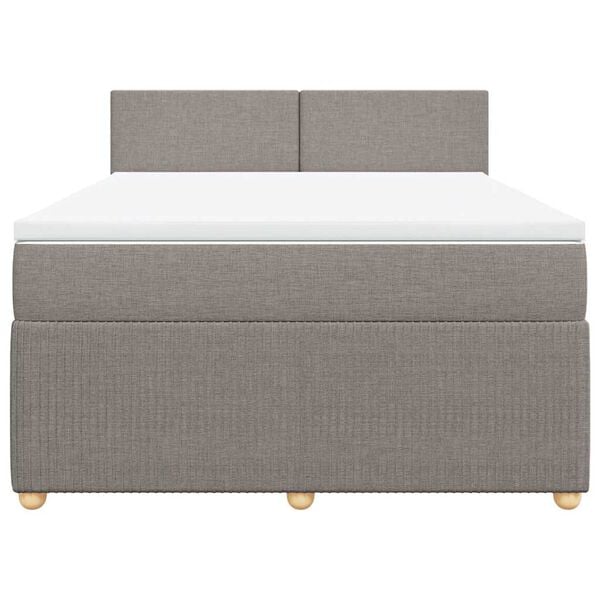 vidaXL Cama box spring con colch&oacute;n tela gris taupe 160x200 cm