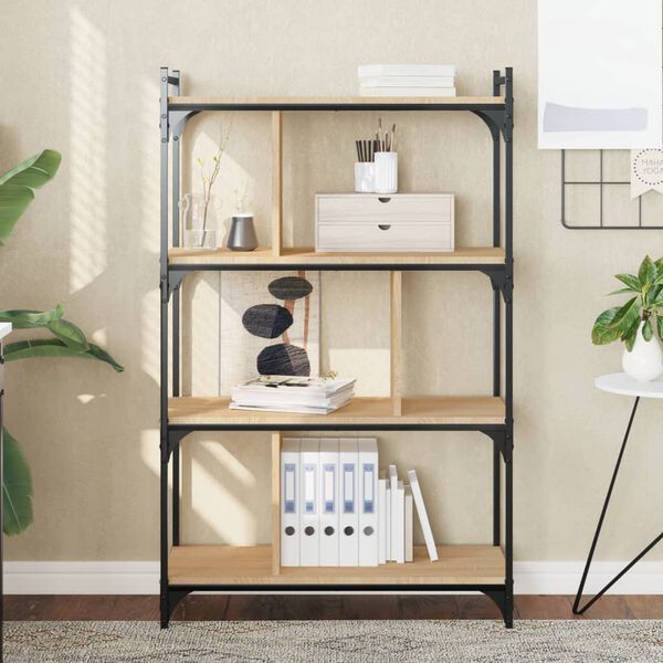 vidaXL Librería 4 estantes madera ingeniería roble Sonoma 76x32x123 cm