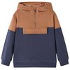 Sudadera infantil con capucha y media cremallera antracita co&ntilde;ac 104
