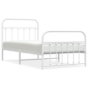 vidaXL Estructura cama sin colch&oacute;n con estribo metal blanco 100x190 cm