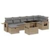 vidaXL Set de sof&aacute;s de jard&iacute;n y cojines 8 piezas rat&aacute;n sint&eacute;tico beige