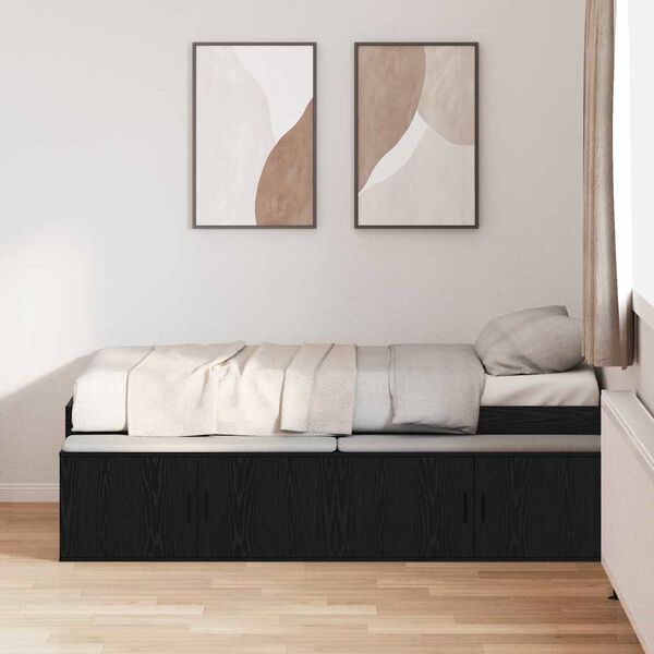 vidaXL Estructura de cama Roble Negro 90 x 190 cm Madera contrachapada