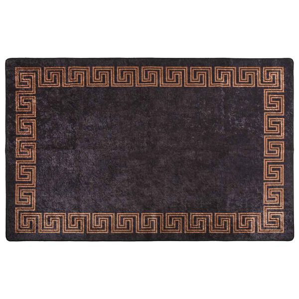 vidaXL Alfombra lavable antideslizante negro y dorado 80x150 cm
