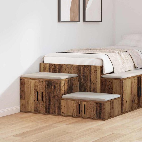 vidaXL Armario de almacenamiento 2 pcs Madera vieja 103 x 41 x 40 cm