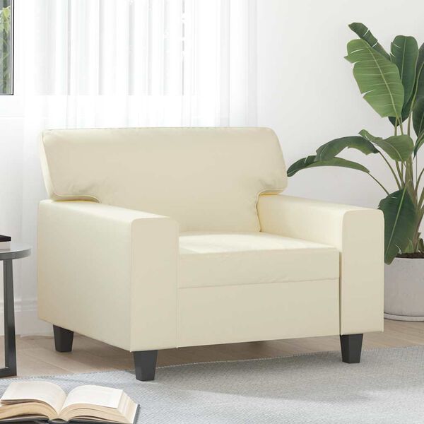 vidaXL Sill&oacute;n cuero sint&eacute;tico crema 60 cm
