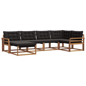 vidaXL Conjunto de sof&aacute;s de exterior con coj&iacute;n 18 pcs Natural y negro