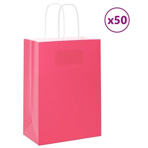 vidaXL Bolsas de papel con asas 50 uds rosa 15x8x21 cm