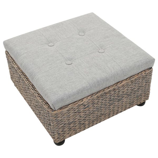 vidaXL Otomana de hierba marina 65x65x40 cm gris