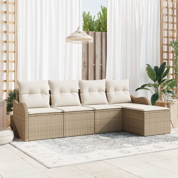 vidaXL Conjunto de sof&aacute; de jard&iacute;n Beige rat&aacute;n sint&eacute;tico