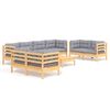 vidaXL Juego de muebles de jard&iacute;n 9 pzas y cojines madera maciza pino