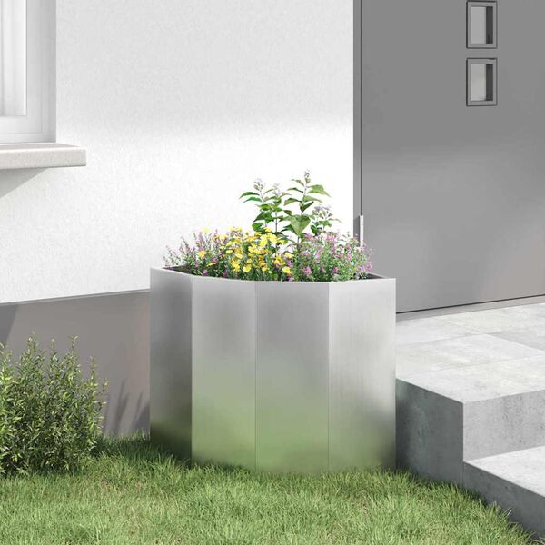 vidaXL Macetero de Esquina Plateado 45 x 45 x 50 cm Acero galvanizado