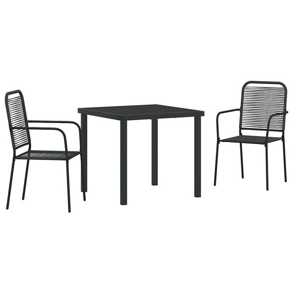 vidaXL Conjunto de Comedor de Jard&iacute;n 3 pcs Negro