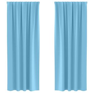 vidaXL Cortinas Opacas con Anillas 2 uds. Azul Claro 225 x 140 cm