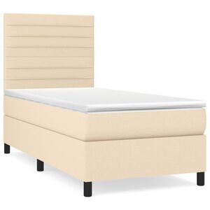 vidaXL Cama box spring con colch&oacute;n tela color crema 90x190 cm