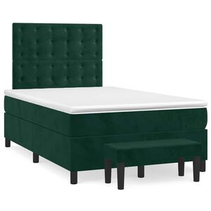 vidaXL Cama box spring con colch&oacute;n terciopelo verde oscuro 120x200 cm
