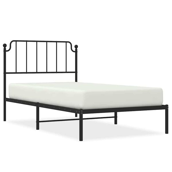 vidaXL Estructura cama sin colch&oacute;n con cabecero metal negro 100x190 cm