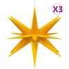 vidaXL Lámparas de Navidad LED plegables 3 unidades amarillo 57 cm