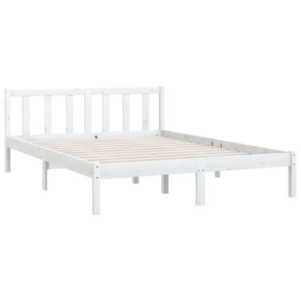 vidaXL Estructura cama doble peque&ntilde;a sin colch&oacute;n madera maciza blanco
