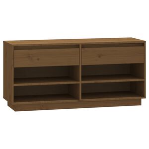 vidaXL Zapatero de madera maciza pino marr&oacute;n miel 110x34x52 cm