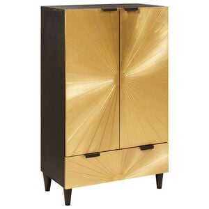 vidaXL Armario auxiliar Negro y dorado 60 x 33 x 100 cm