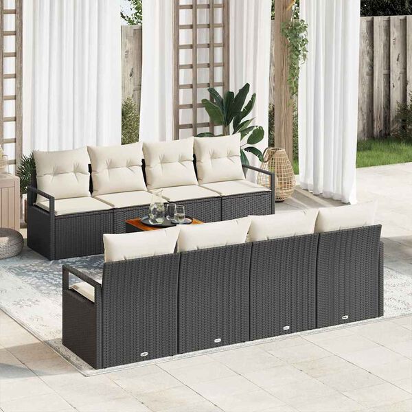 vidaXL Conjunto de sofá de jardín 9 pcs Negro y blanco