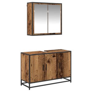 vidaXL Juego de muebles de ba&ntilde;o 2 uds. Madera Vieja 90 x 33 x 60 cm