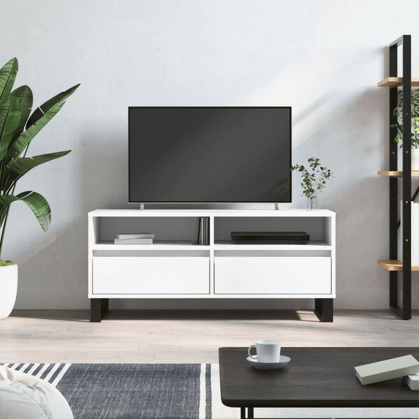 vidaXL Mueble para TV madera contrachapada blanco 100x34,5x44,5 cm