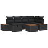 vidaXL Conjunto de sof&aacute; de jard&iacute;n 7 uds. Negro rat&aacute;n sint&eacute;tico
