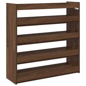 vidaXL Mueble zapatero madera contrachapada marr&oacute;n roble 80x25x81 cm