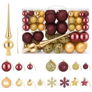 vidaXL Juego de bolas navide&ntilde;as 111 uds. Dorado y rojo vino Di&aacute;m. 6 cm